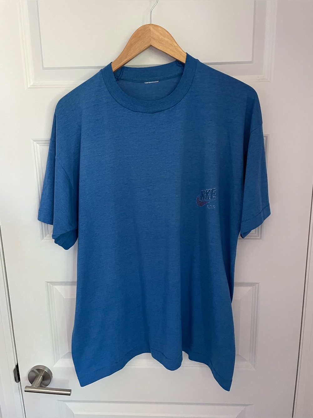 Vintage 80/90’s Nike Air Single Stitch Blue Shirt Boxy Spell Out Swoosh